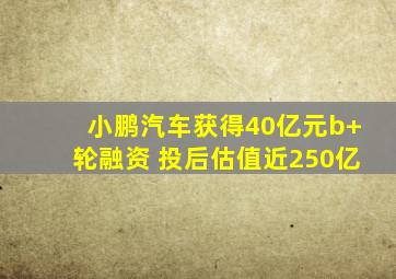 小鹏汽车获得40亿元b+轮融资 投后估值近250亿